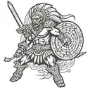 zulu warrior battling tattoo design idea