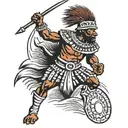 zulu warrior battling tattoo design idea