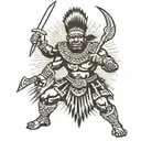 zulu warrior battling tattoo design idea