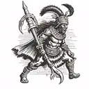 zulu warrior battling tattoo design idea