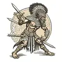 zulu warrior battling tattoo design idea