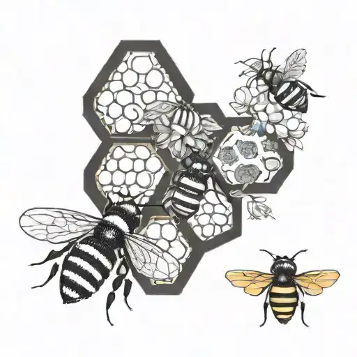 bee and honey comb design tattoo design idea
