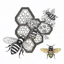 bee and honey comb design tattoo design idea