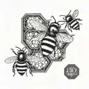 bee and honey comb design tattoo design idea