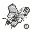 bee and honey comb design tattoo design idea