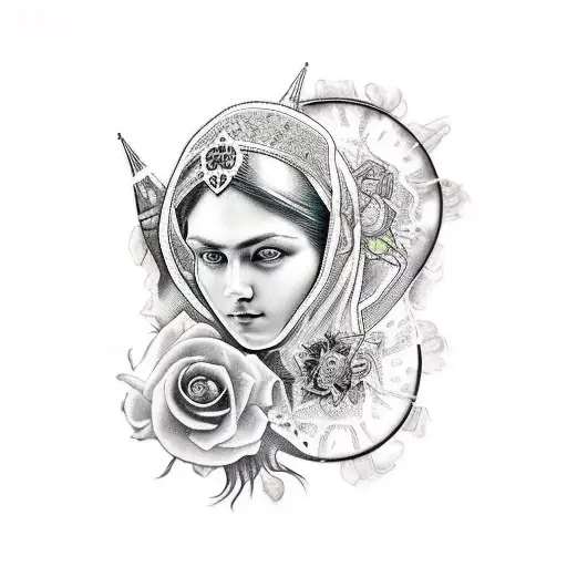 virgen rezando  tattoo design idea