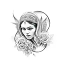 virgen rezando  tattoo design idea