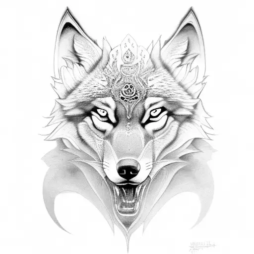 Lotus Flower wolf storm tattoo design idea