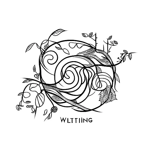 A stylized barbell intertwined with vines and leaves, representing the strength and growth achieved through working out in nature tattoo design idea