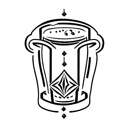 cane a peche avec une biere tattoo design idea