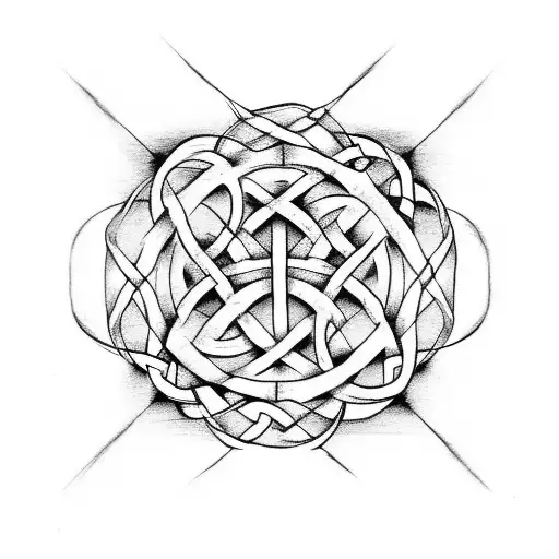 Celtic Knot with 2 roses and mountain tattoo design idea