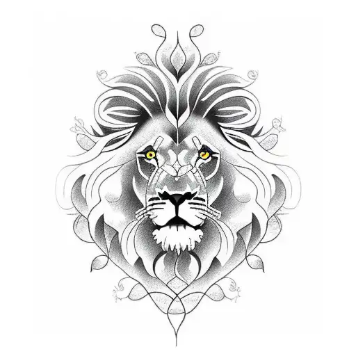 lion; vines, christian; large tattoo tattoo design idea
