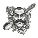 matrix spoon with mustache  tattoo design idea