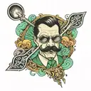 matrix spoon with mustache  tattoo design idea