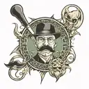 matrix spoon with mustache  tattoo design idea