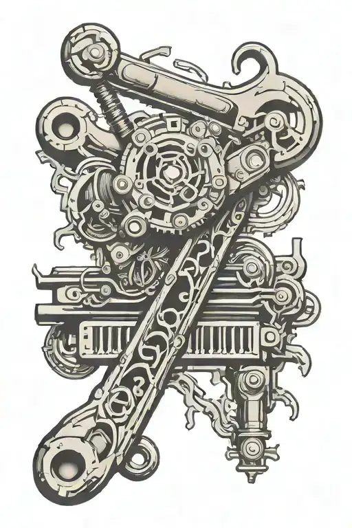 pipe wrench qwerty keyboard tattoo design idea