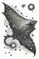 A manta ray gracefully gliding through the ocean depths tattoo design idea