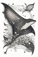 A manta ray gracefully gliding through the ocean depths tattoo design idea