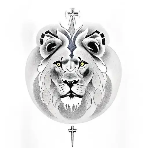 Christian Cross, Lion,  tattoo design idea