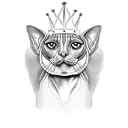 sphinx cat with crown roses tattoo design idea