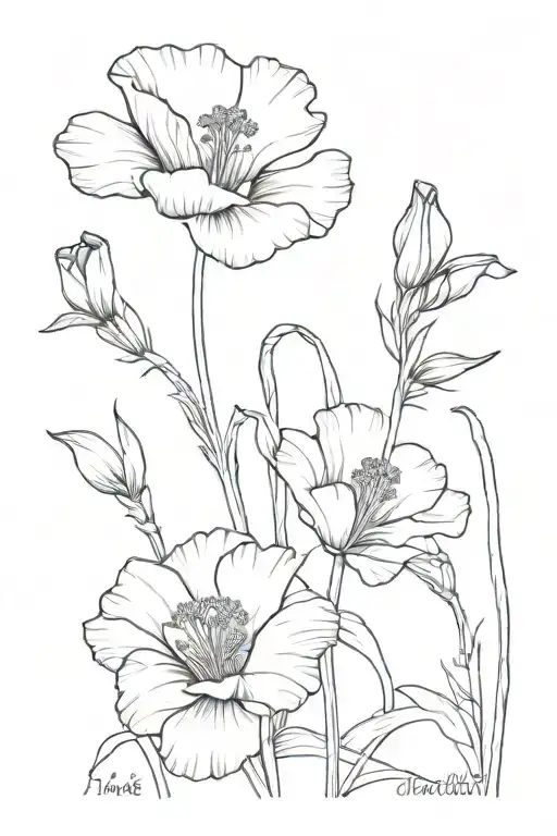 poppy and gladiolus year 2006   tattoo design idea