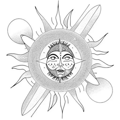 sun with tear drop underneath tattoo design idea
