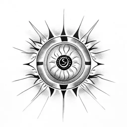 black sun with a black tear drop underneath tattoo design idea