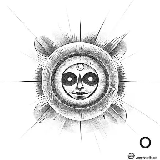 sun with tear drop underneath tattoo design idea