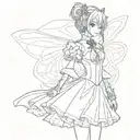 Makima from chainsaw man in a gala dress standing and looking from the side tattoo design idea