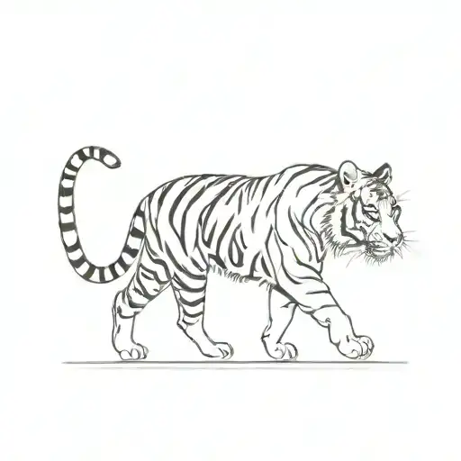 tiger walking tattoo design idea