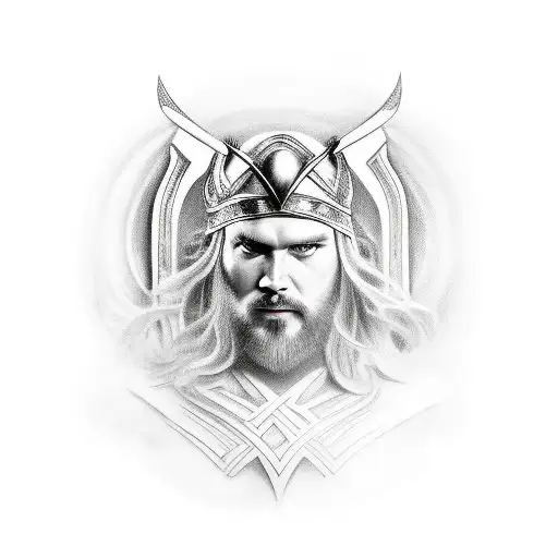 norse warrior celebrating his victory tattoo design idea