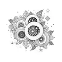 straight line of flowers with stars moon and sparkles  tattoo design idea