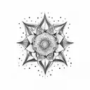 straight line of flowers with stars moon and sparkles  tattoo design idea