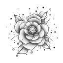 straight line of flowers with stars moon and sparkles  tattoo design idea