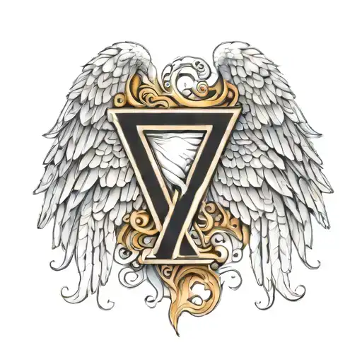 The letter A where the line is a pair of angel wings tattoo design idea