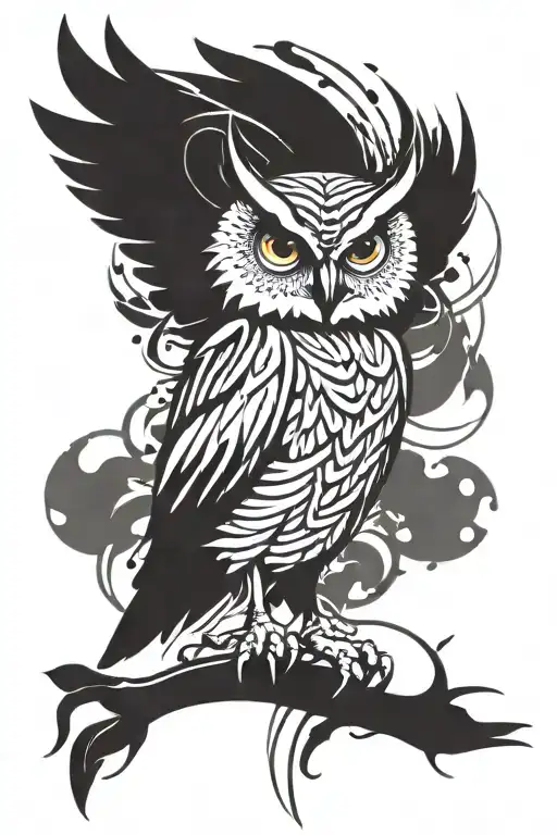 Owl spread wings tattoo design idea