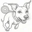 a stick figure of a jack russel terrier catching a tennis ball  tattoo design idea