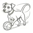 a stick figure of a jack russel terrier catching a tennis ball  tattoo design idea