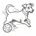 a stick figure of a jack russel terrier catching a tennis ball  tattoo design idea