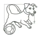 a stick figure of a jack russel terrier catching a tennis ball  tattoo design idea