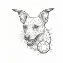 a jack russel terrier playing with a tennis ball tattoo design idea