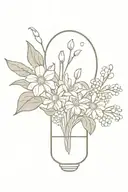 shattered light bulb with simple flower bouquet of lily of the valley daisy's chrysanthemum and aster tattoo design idea