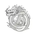 Japanese dragon with koi fish tattoo design idea