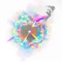 A shooting star bursting into a cloud of colorful smoke tattoo design idea