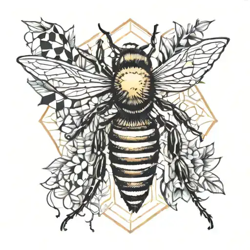 honey bee tattoo design idea