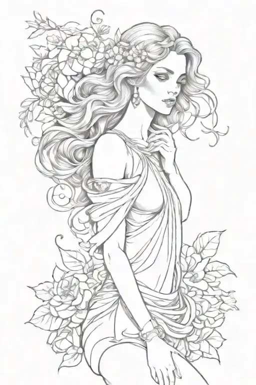 full body Aphrodite realistic sexy girl shoulder tattoo tattoo design idea