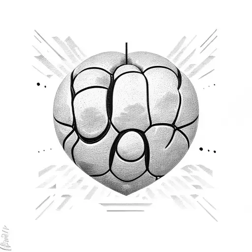 tennis ball, handball ball and a heart with 3 birth dates in roman numbers tattoo design idea