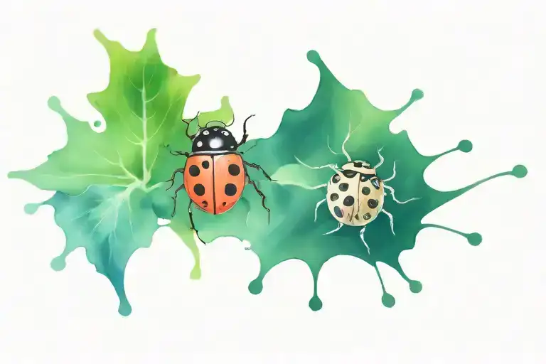 ladybug and jumping spider seperate pieces cute tattoo design idea