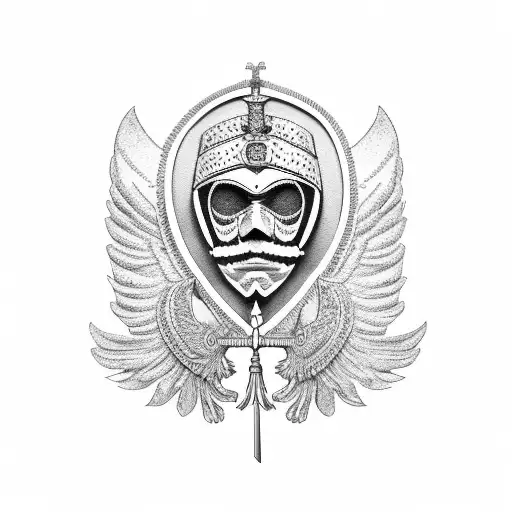 winged hussar with polish flag tattoo design idea