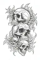 skulls and flames tattoo design idea